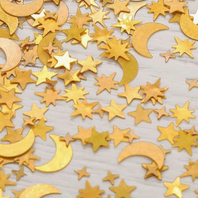 Gold Moon and Star Confetti, Birthday Confetti, Gold Table Confetti