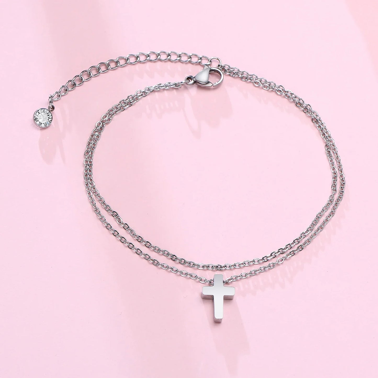 Men's Anklet With Cross Charm