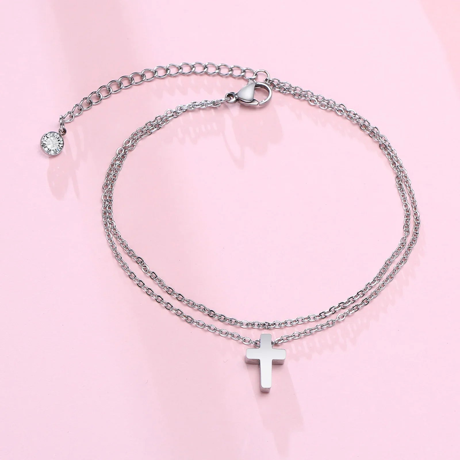 Men's Anklet With Cross Charm