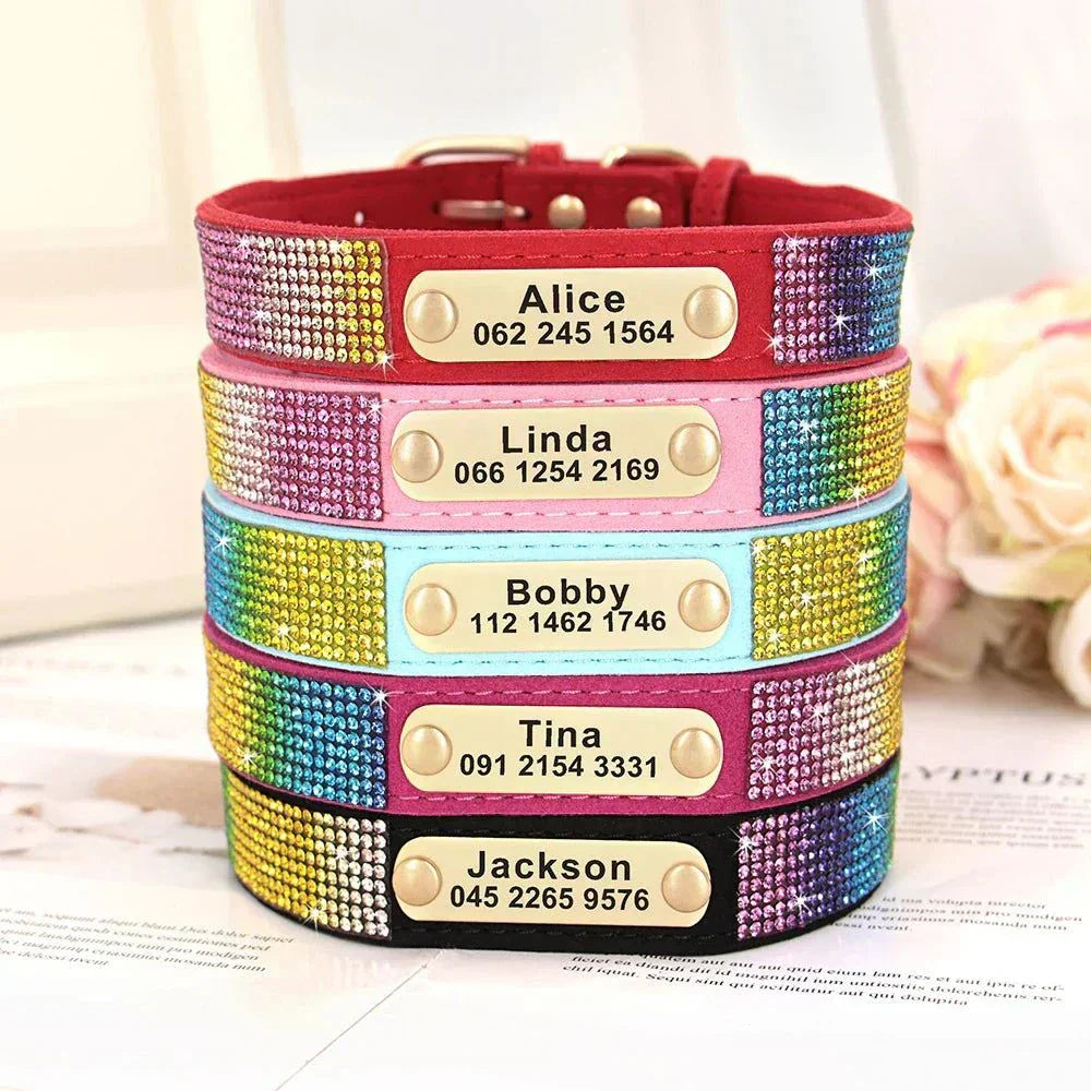 Personalised Bling Customized Anti-Lost Pet ID Collar – Stylish Pet Safety Gear