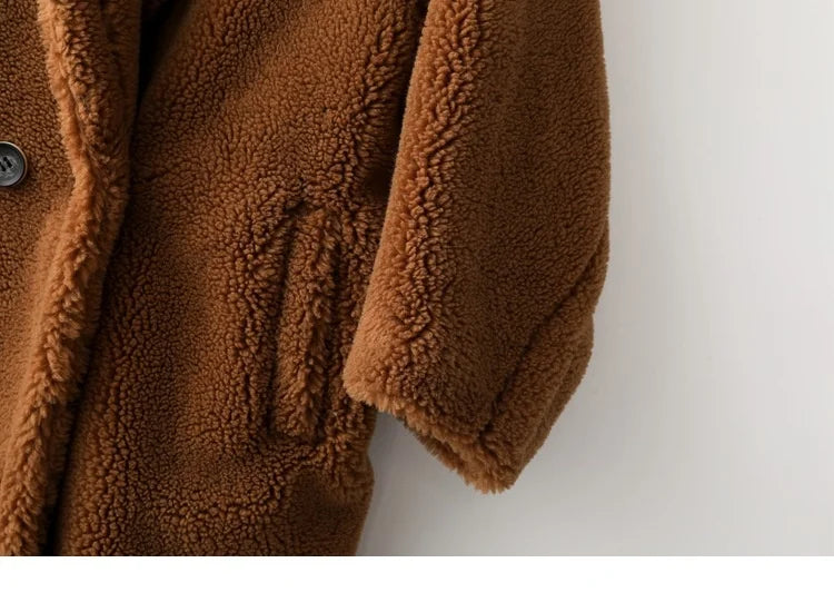 Women’s Teddy Bear Thick Faux Fur Coat - Luxurious Winter Outerwear