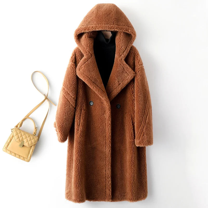 Women’s Teddy Bear Thick Faux Fur Coat - Luxurious Winter Outerwear