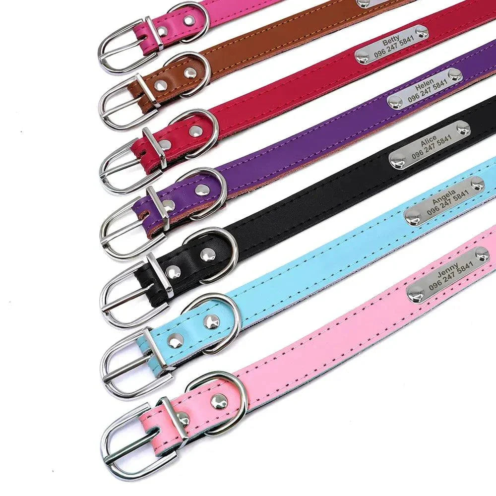 Personalised Leather Pet Collar ID 