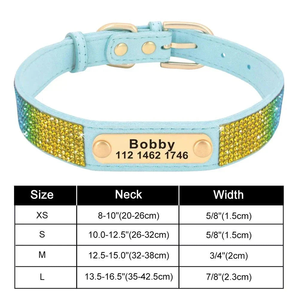 Personalised Bling Customized Anti-Lost Pet ID Collar – Stylish Pet Safety Gear