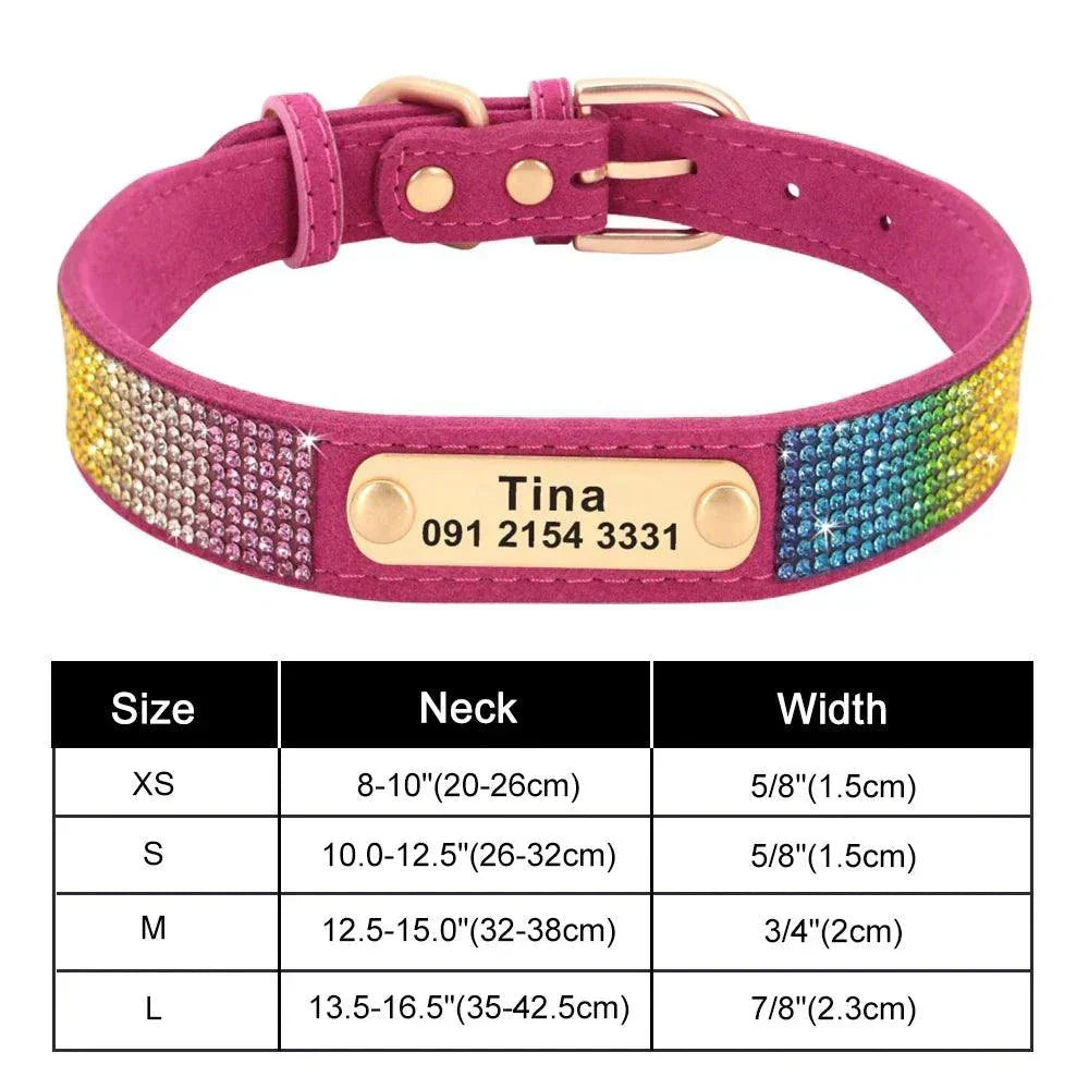 Personalised Bling Customized Anti-Lost Pet ID Collar – Stylish Pet Safety Gear