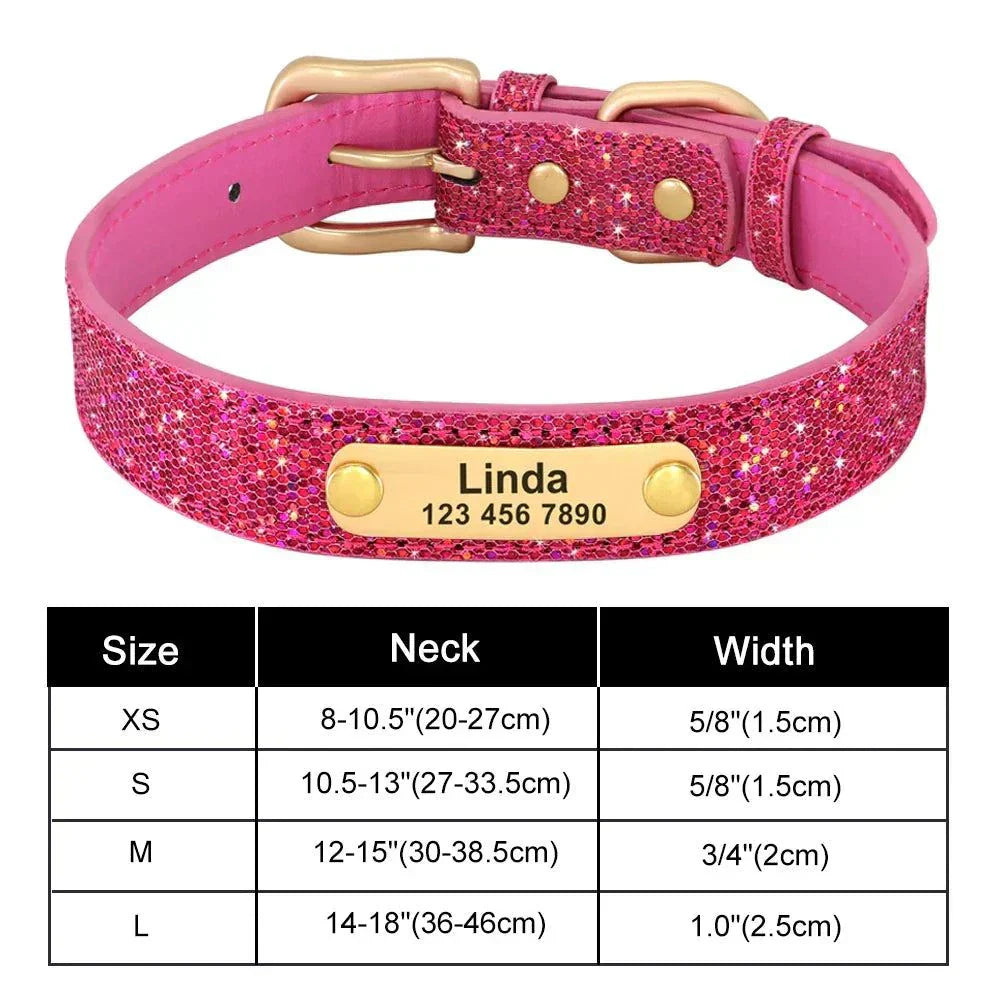 Personalised Bling Customized Anti-Lost Pet ID Collar – Stylish Pet Safety Gear