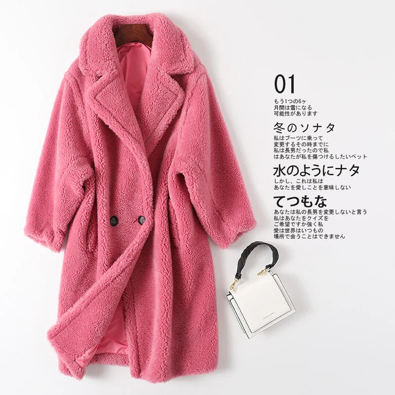 Women’s Teddy Bear Thick Faux Fur Coat - Luxurious Winter Outerwear