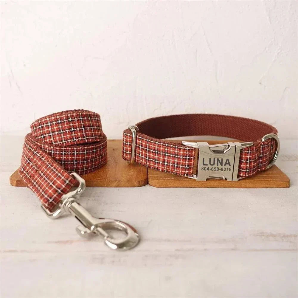 Personalised Plaid Collar – Custom, Stylish & Adjustable Pet Accessory