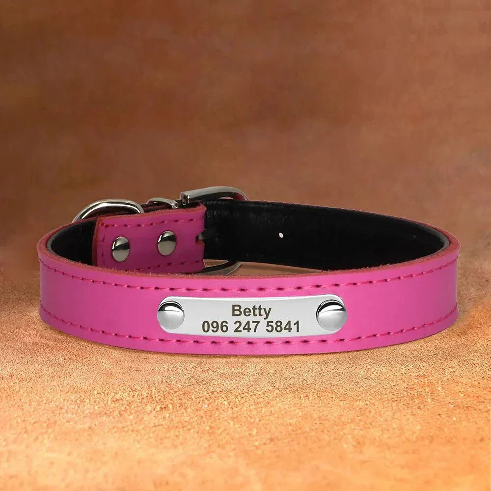 Personalised Leather Pet Collar ID 