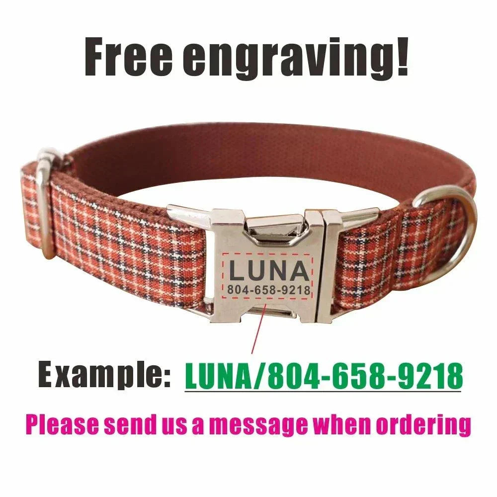 Personalised Plaid Collar – Custom, Stylish & Adjustable Pet Accessory