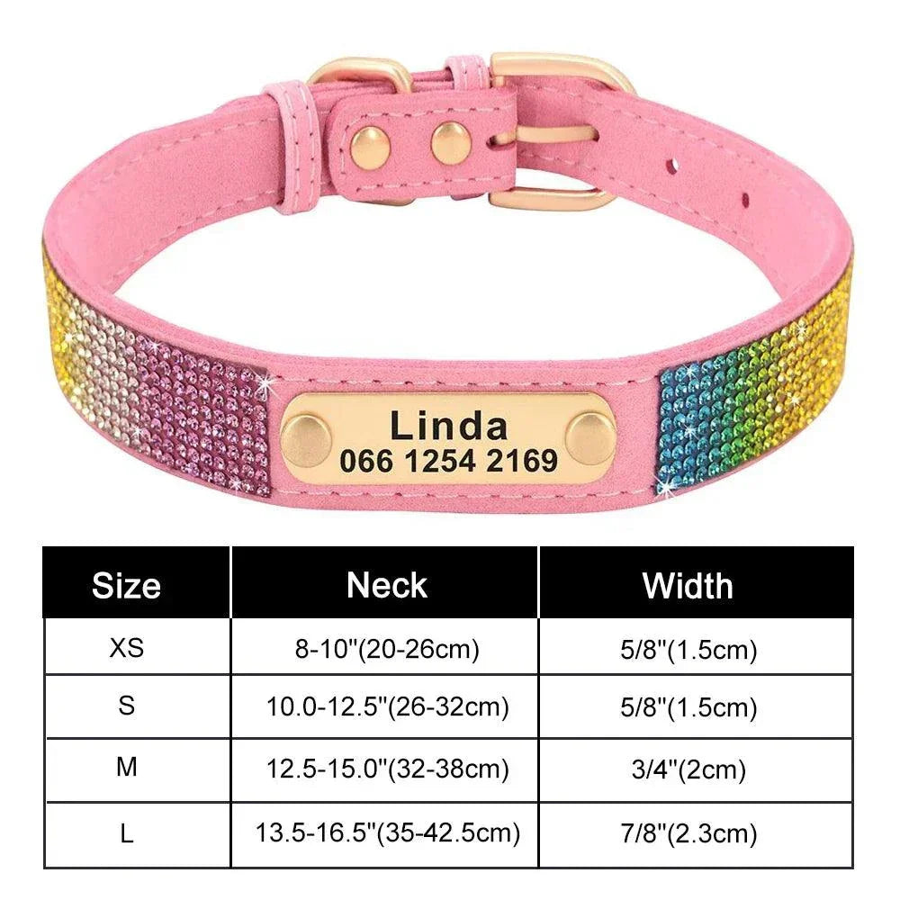 Personalised Bling Customized Anti-Lost Pet ID Collar – Stylish Pet Safety Gear