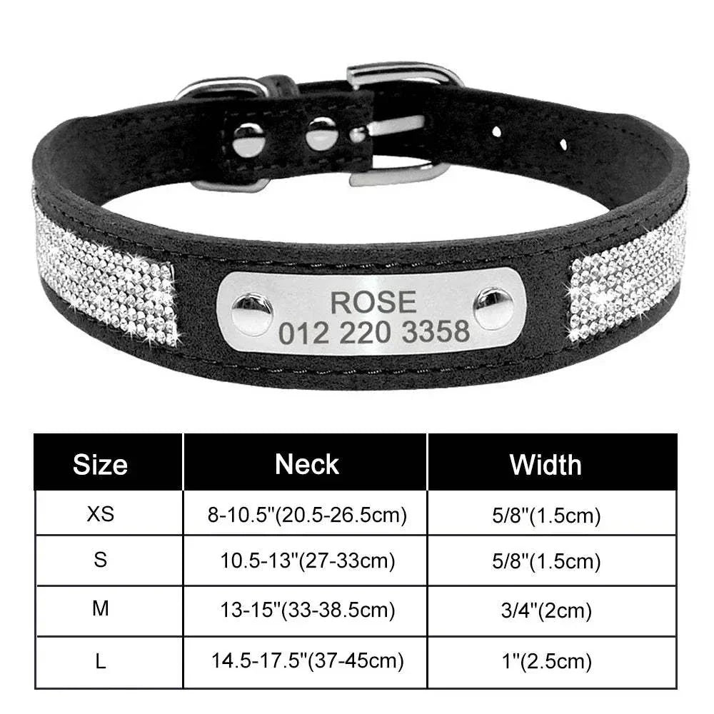Personalised Bling Customized Anti-Lost Pet ID Collar – Stylish Pet Safety Gear