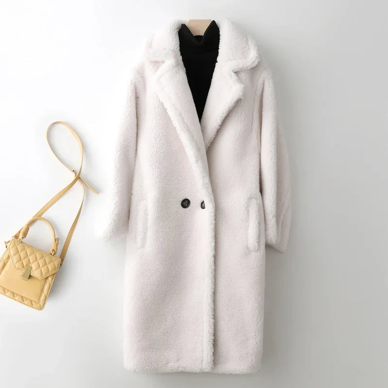 Women’s Teddy Bear Thick Faux Fur Coat - Luxurious Winter Outerwear