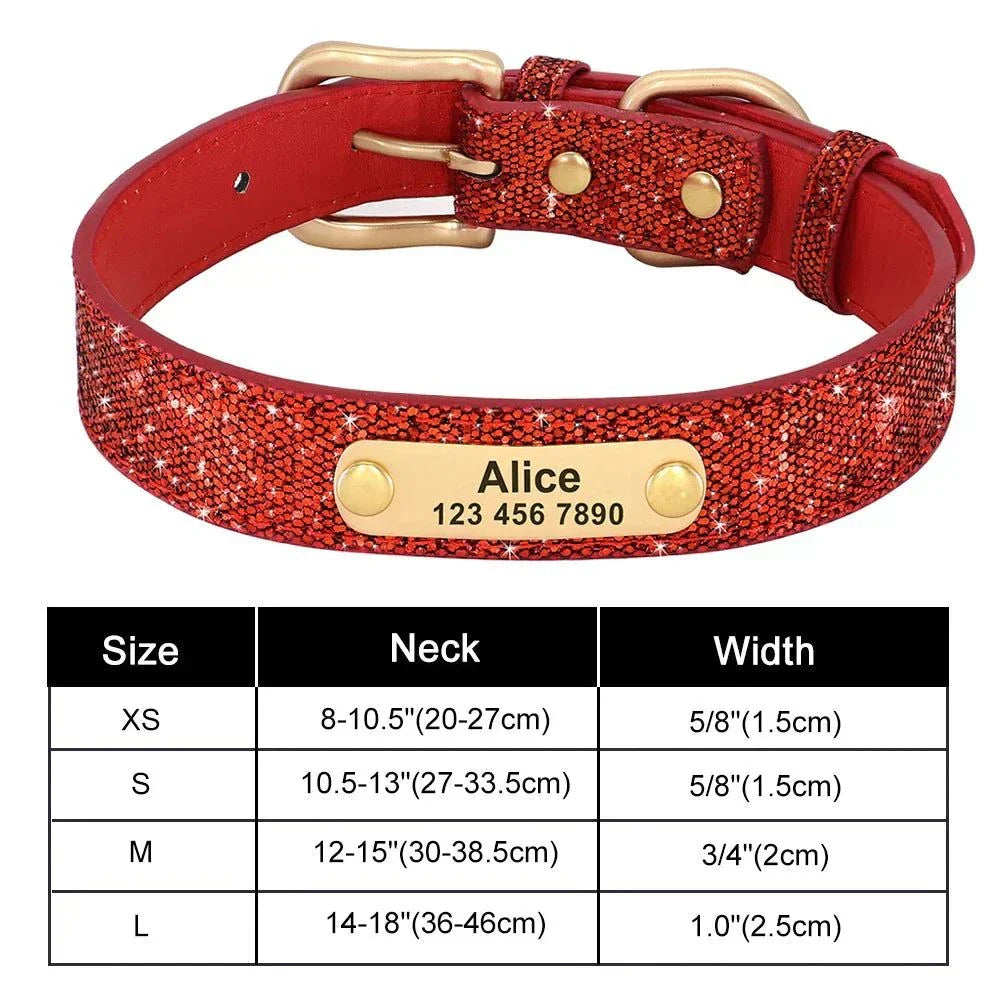Personalised Bling Customized Anti-Lost Pet ID Collar – Stylish Pet Safety Gear