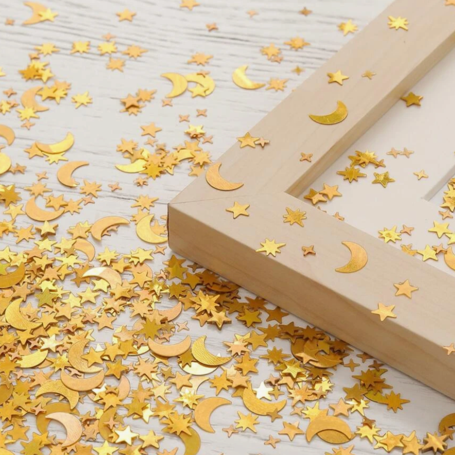 Gold Moon and Star Confetti, Birthday Confetti, Gold Table Confetti