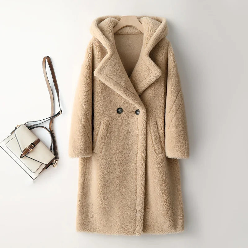 Women’s Teddy Bear Thick Faux Fur Coat - Luxurious Winter Outerwear
