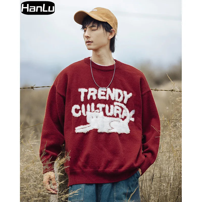 Men's Winter Sweater - Cozy Hand-Knitted Animal Pullover for Style & Warmth