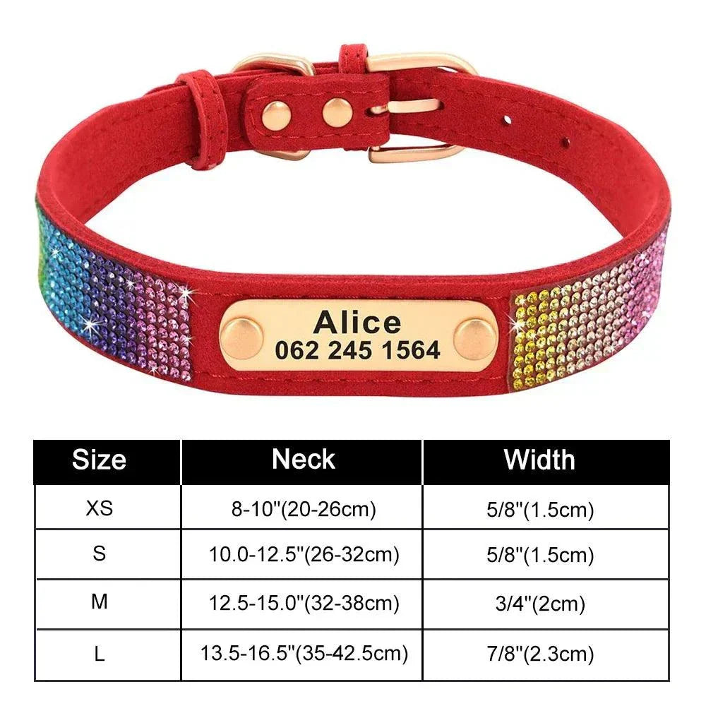 Personalised Bling Customized Anti-Lost Pet ID Collar – Stylish Pet Safety Gear