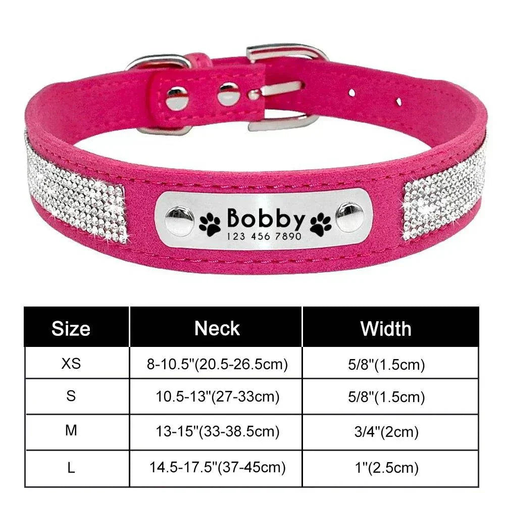 Personalised Bling Customized Anti-Lost Pet ID Collar – Stylish Pet Safety Gear