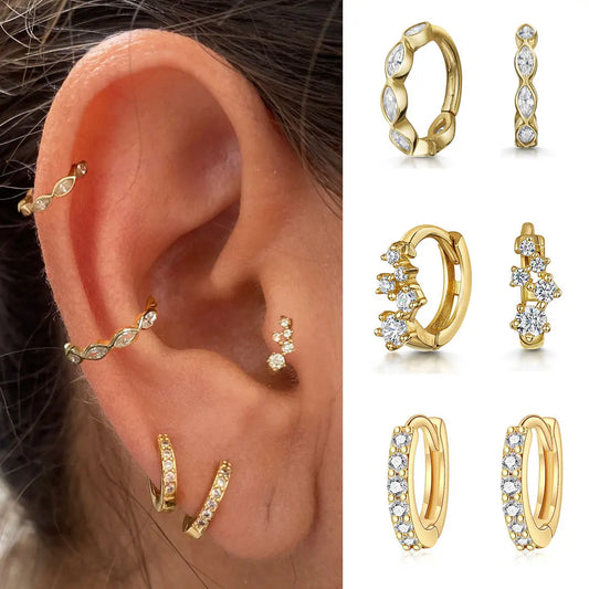 Semkeiyee Cubic Zirconia Hoop Earrings - Trendy & Versatile for Women