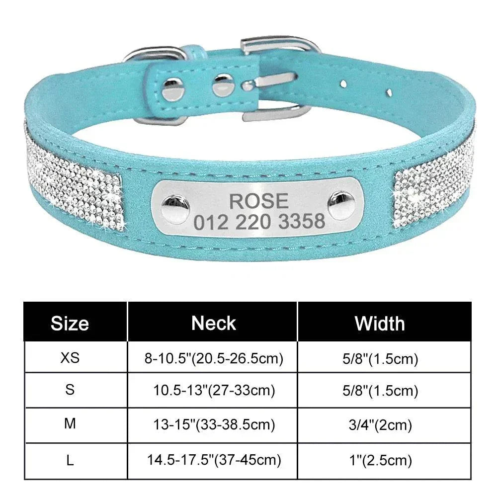 Personalised Bling Customized Anti-Lost Pet ID Collar – Stylish Pet Safety Gear
