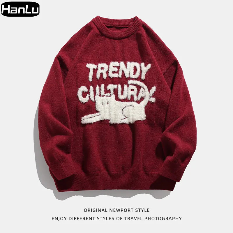 Men's Winter Sweater - Cozy Hand-Knitted Animal Pullover for Style & Warmth