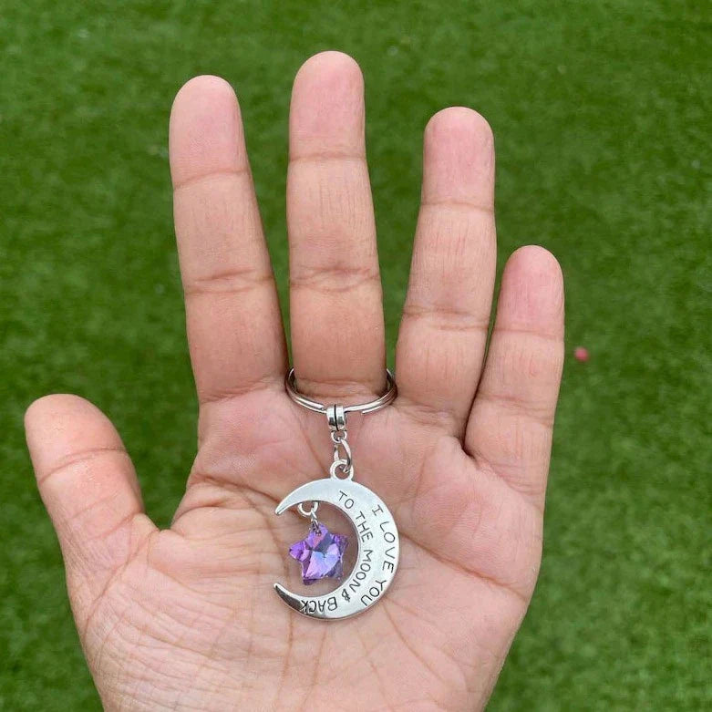 I Love You to the Moon & Back Keyring - Handmade Moon Keychain Gift