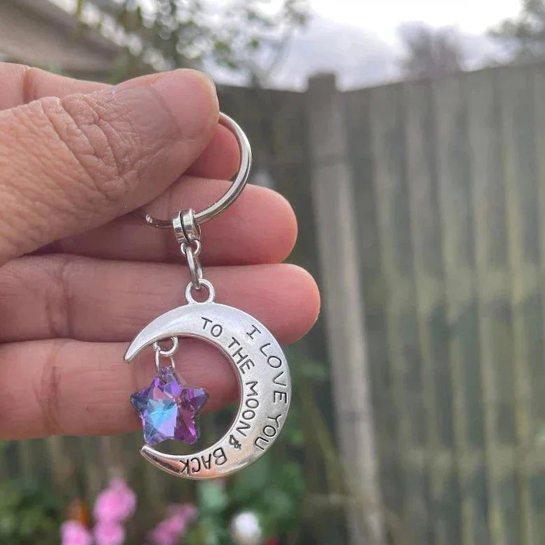 I Love You to the Moon & Back Keyring - Handmade Moon Keychain Gift