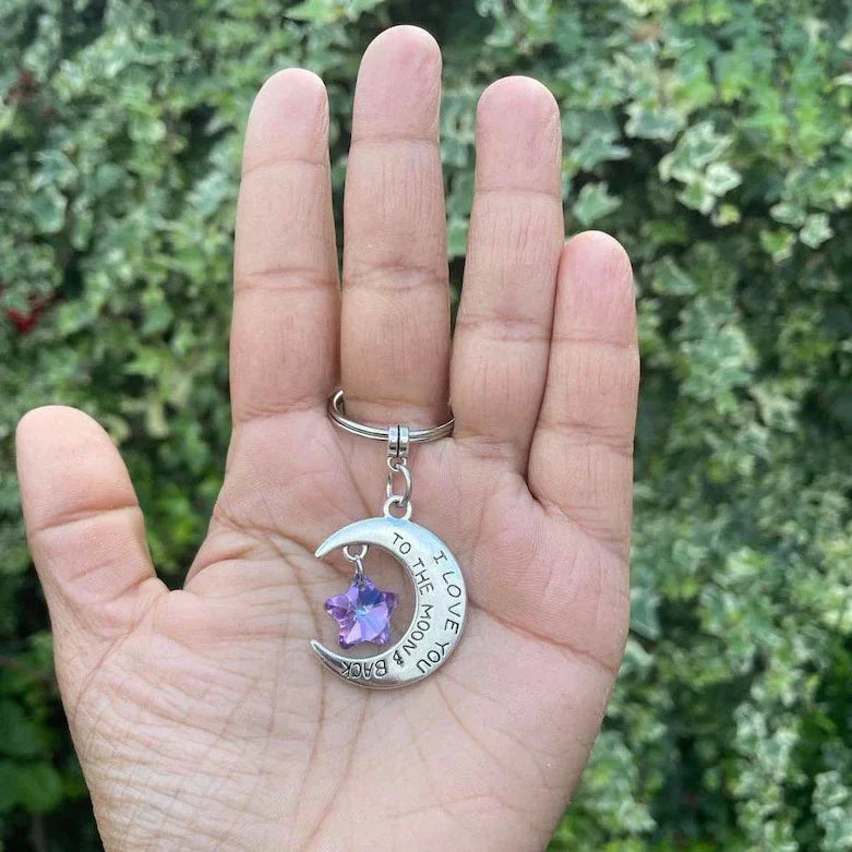 I Love You to the Moon & Back Keyring - Handmade Moon Keychain Gift