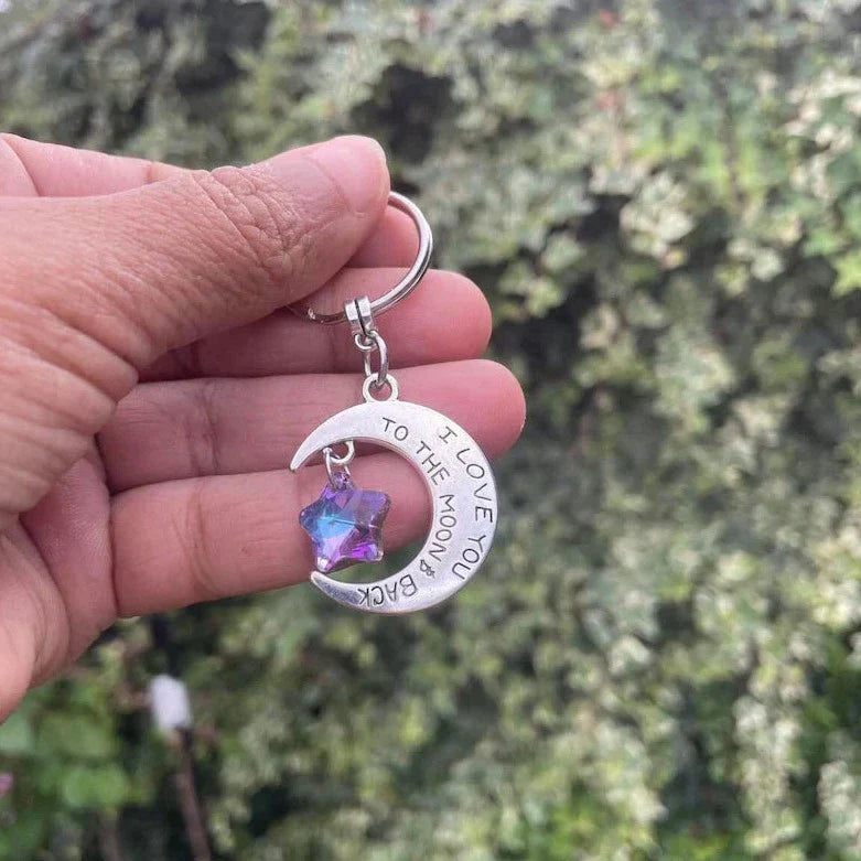 I Love You to the Moon & Back Keyring - Handmade Moon Keychain Gift