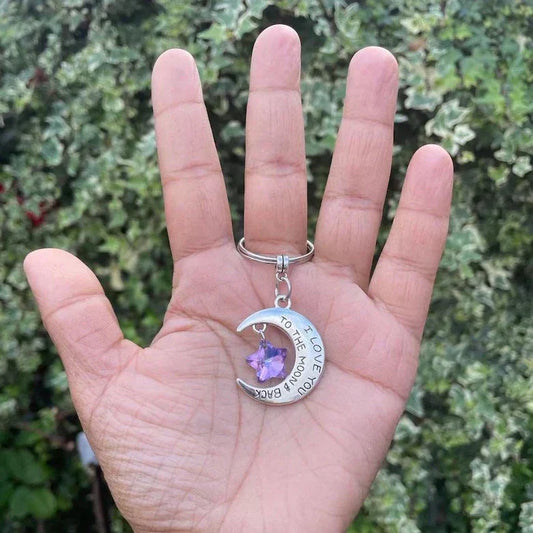 I Love You to the Moon & Back Keyring - Handmade Moon Keychain Gift