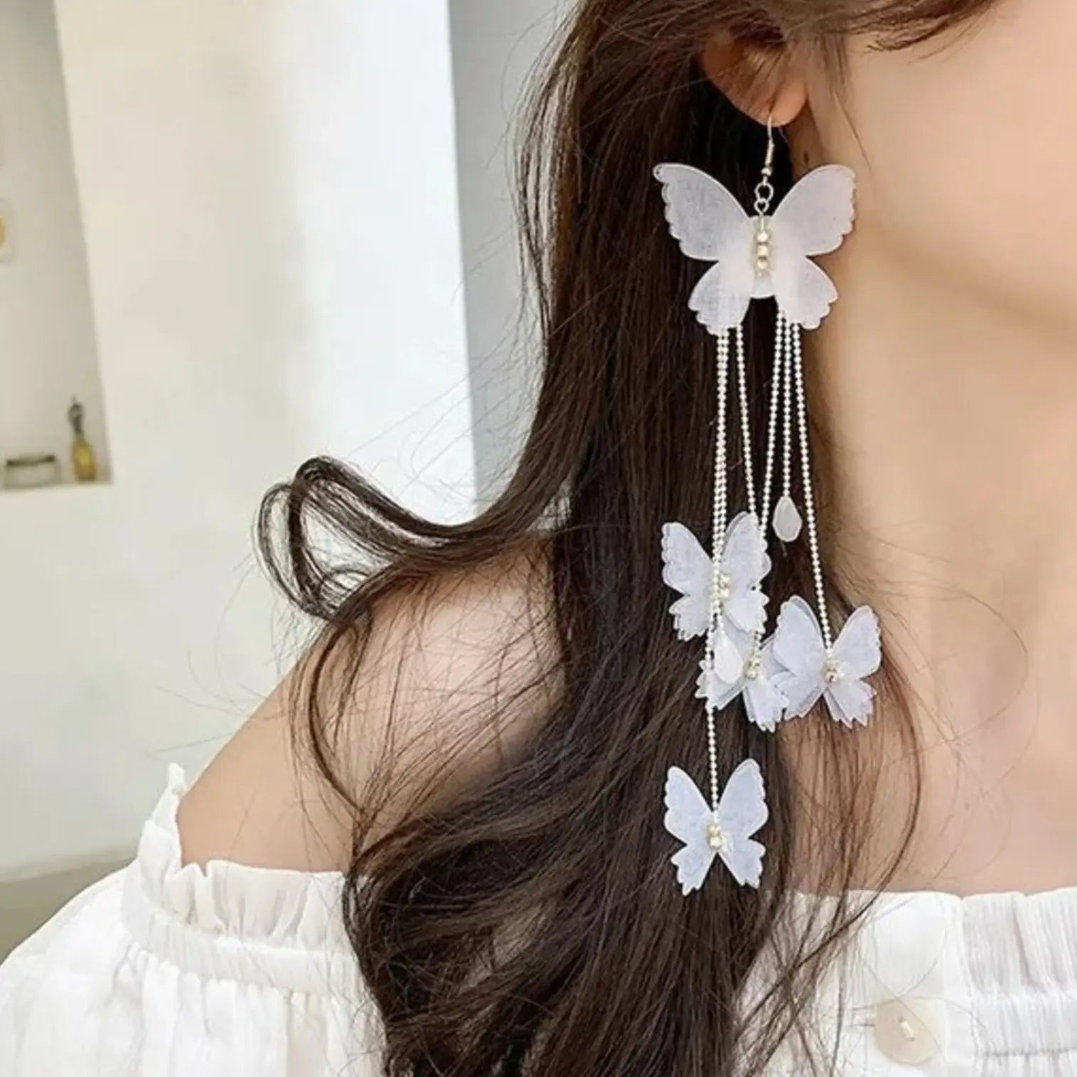 Handmade Butterfly Earrings - Elegant Tassel Statement Jewelry for Women