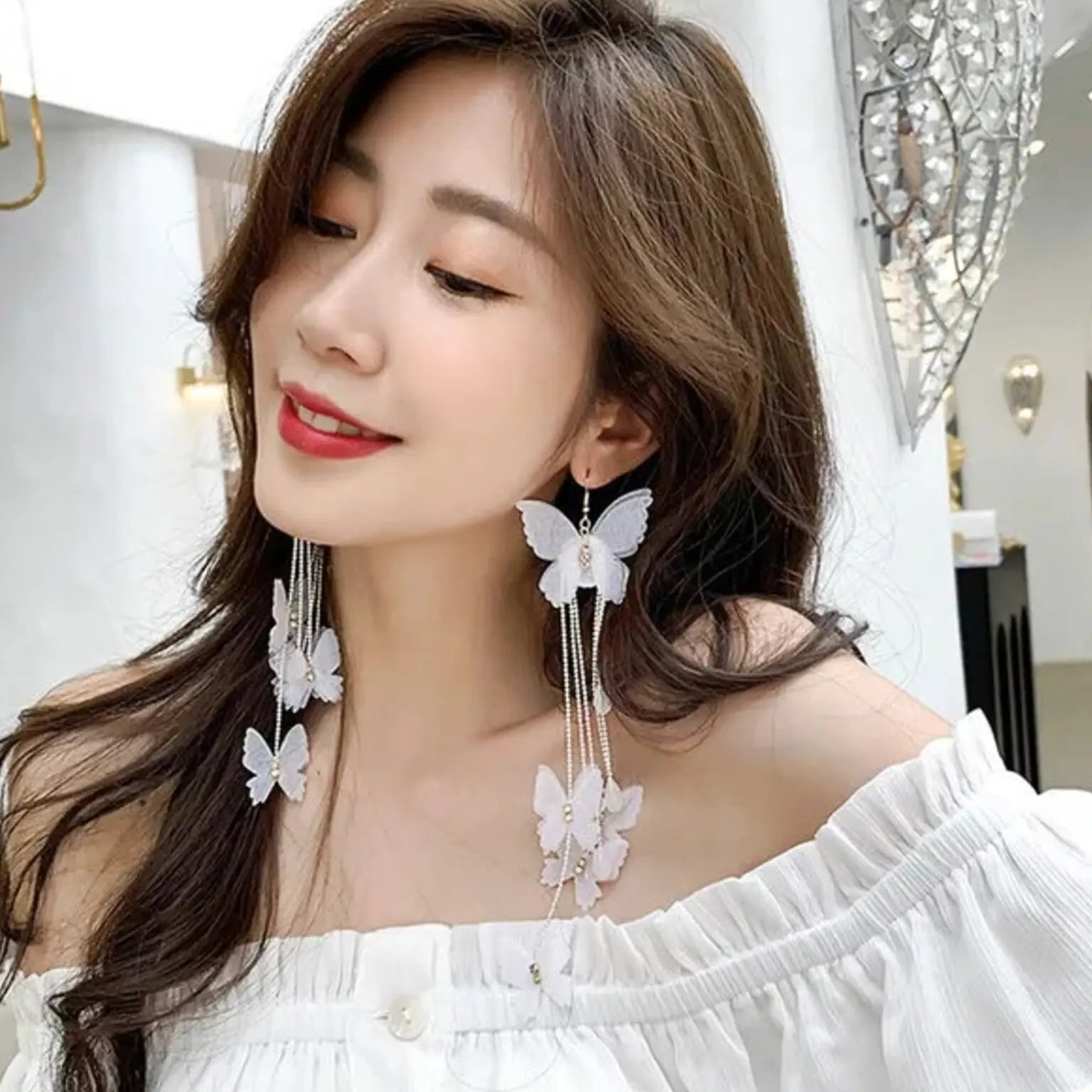 Handmade Butterfly Earrings - Elegant Tassel Statement Jewelry for Women